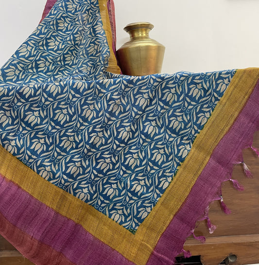 Blue Tie Printed Dupatta