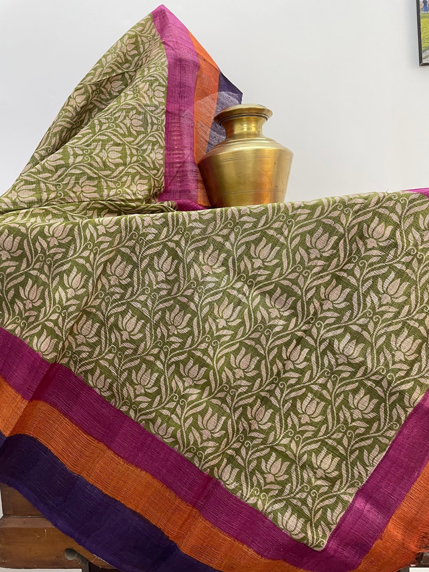 Dark Green Tie Printed Dupatta